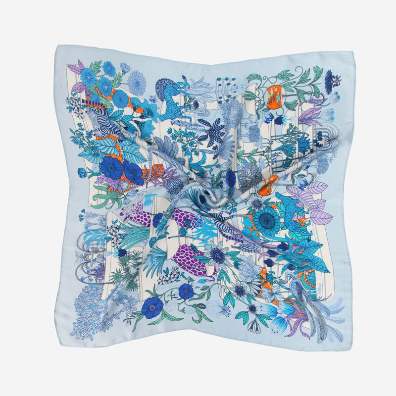 SATIN NECKTIE WILD FLOWERS BLUE 1003202