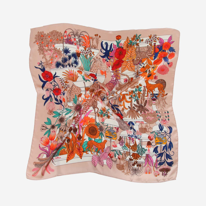 SATIN NECKTIE WILD FLOWERS ORANGE 1003215